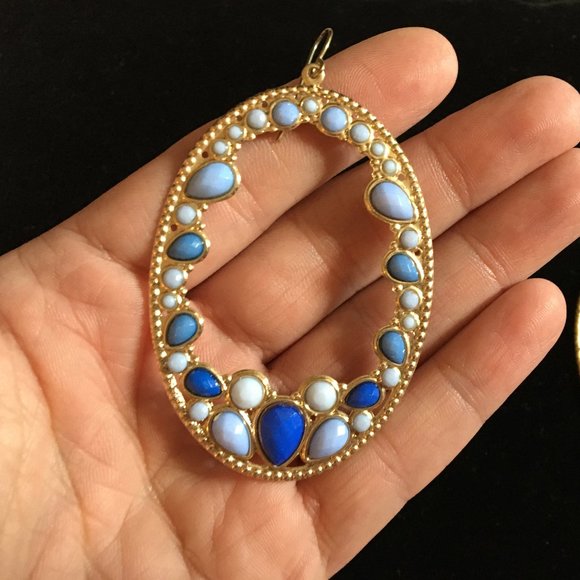 Pierced Earrings Vintage Retro Large Hoops Blues Women's Jewelry Costume   SALE! - Picture 10 of 15